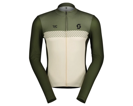 Maillot manches longues Homme RC TEAM Vert Foin/Blanc Coton